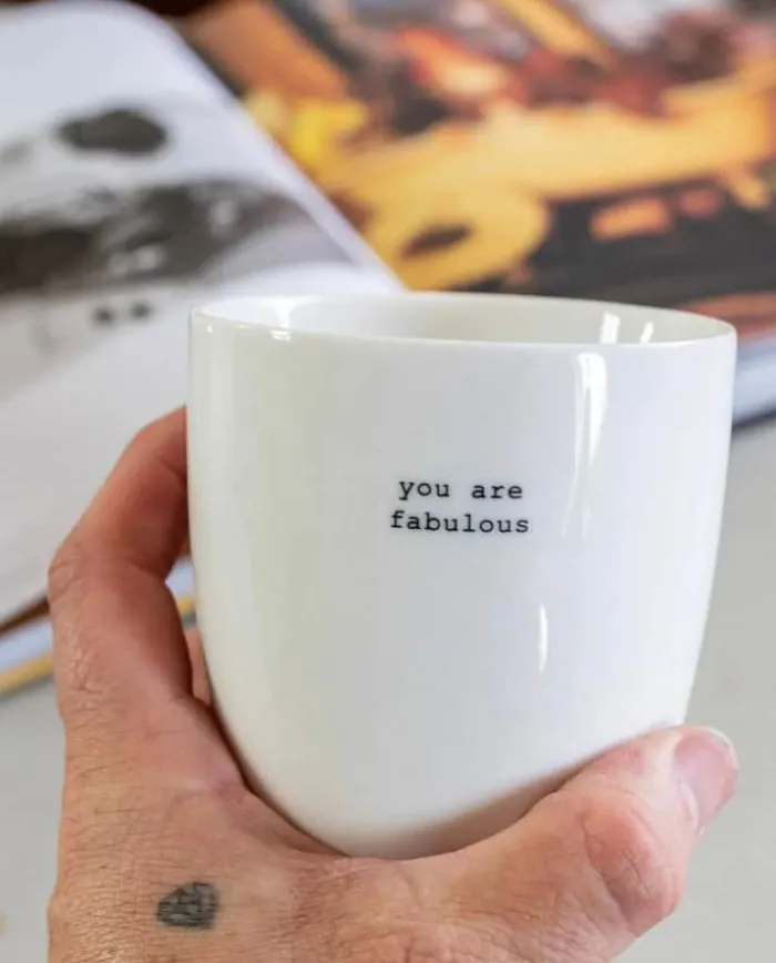 Sögne Krus - You Are Fabulous 30 cl - Porcelæn - Hvid