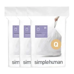Simplehuman Affaldsposer kode Q - 60 stk. 50-65 liter - Plastik - Hvid
