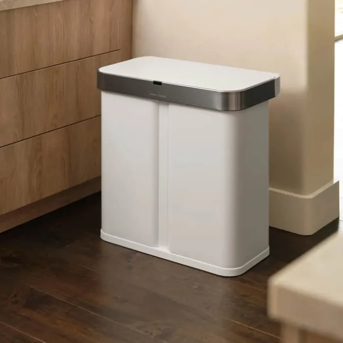 Simplehuman Dual Affaldspand 58 liter - 2 rum - Hvid