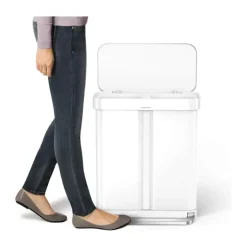 Simplehuman Dual Pedalspand 58 liter - 2 rum - Hvid