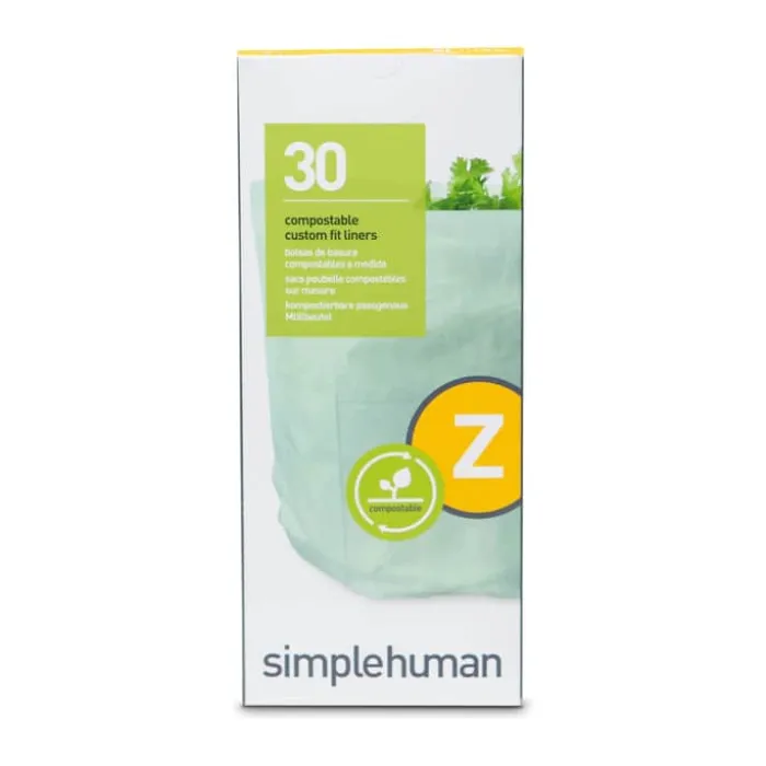 Simplehuman Kompost affaldsposer kode Z - 30 stk. 4 liter - PVOH plastik - Grøn
