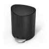 Simplehuman Premium Pedalspand 6 liter - Rustfrit stål - Sort