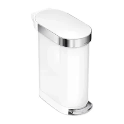 Simplehuman Slim Pedalspand 45 liter - Rustfrit stål - Hvid