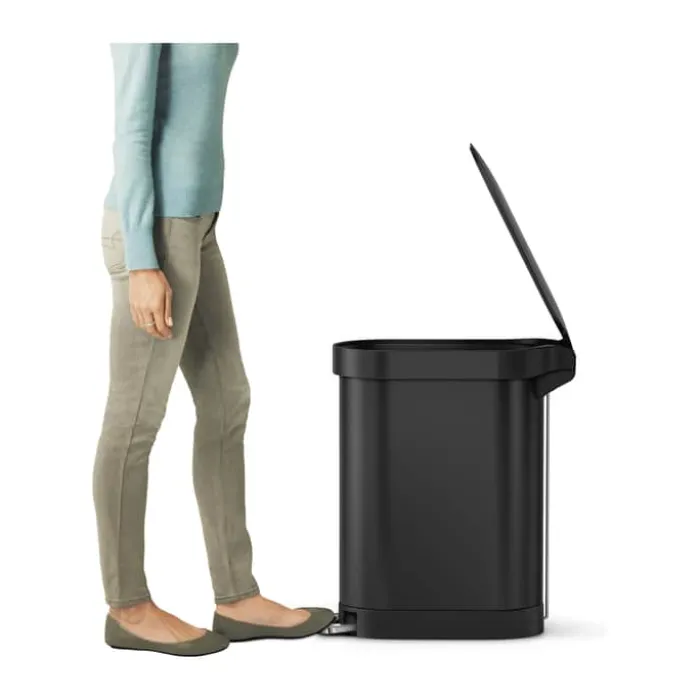 Simplehuman Slim Pedalspand 45 liter - Rustfrit stål - Sort