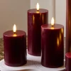 Sirius Sille Genopladelig LED Bloklys - 3 stk. Ø 7,5 xH 10/12,5/15 cm - Voks - Bordeaux