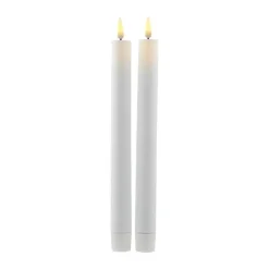 Sirius Sille Genopladelig LED Kronelys - 2 stk. Ø 2,2 x H 25 cm - Hvid
