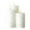 Sirius Sille Genopladeligt Bloklys - 3 stk. H 10/12,5/15 cm - Stearin - Hvid/guld