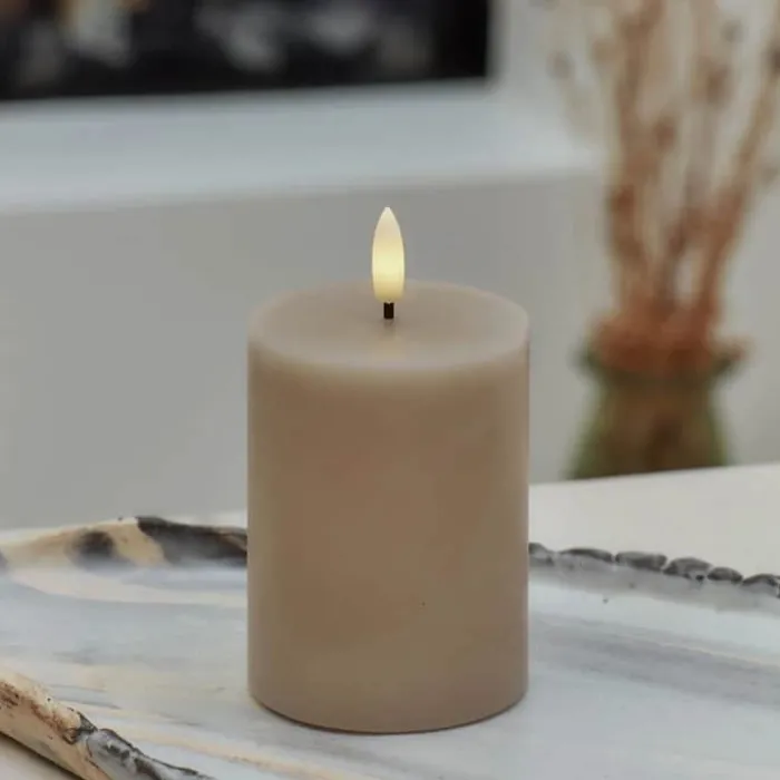 Sirius Sille LED Bloklys H 10 cm - Voks - Caramel