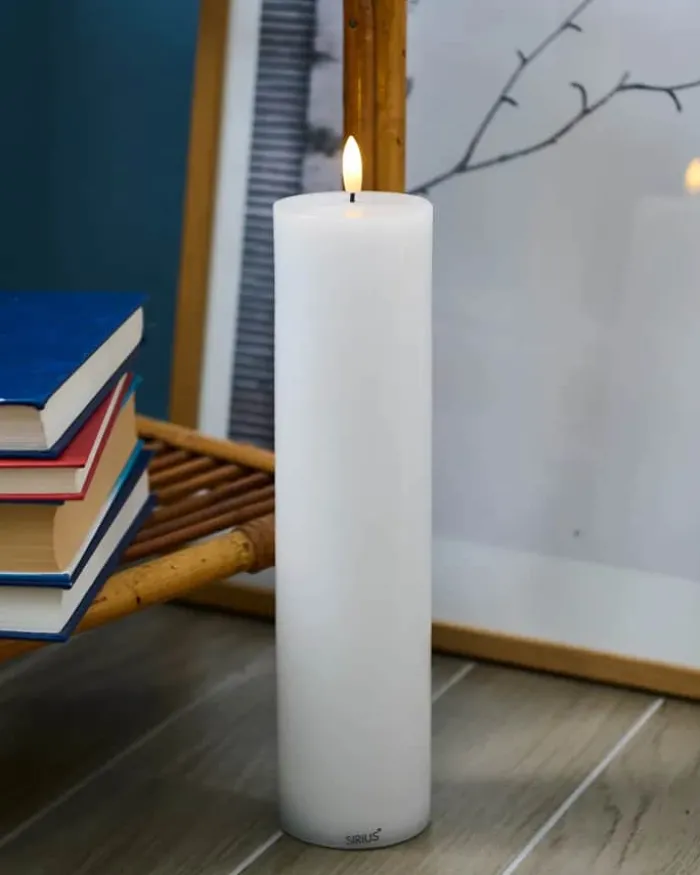 Sirius Sille LED Bloklys Ø 7,5 x H 30 cm - Voks - Hvid