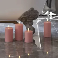 Sirius Sille LED Bloklys Ø 7,5 x H 10 cm - Voks - Lyserød