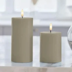 Sirius Sille LED Bloklys Ø 7,5 x H 10 cm - Voks - Grå
