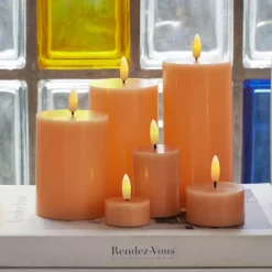 Sirius Sille LED Bloklys Ø 7,5 x H 15 cm - Voks - Orange