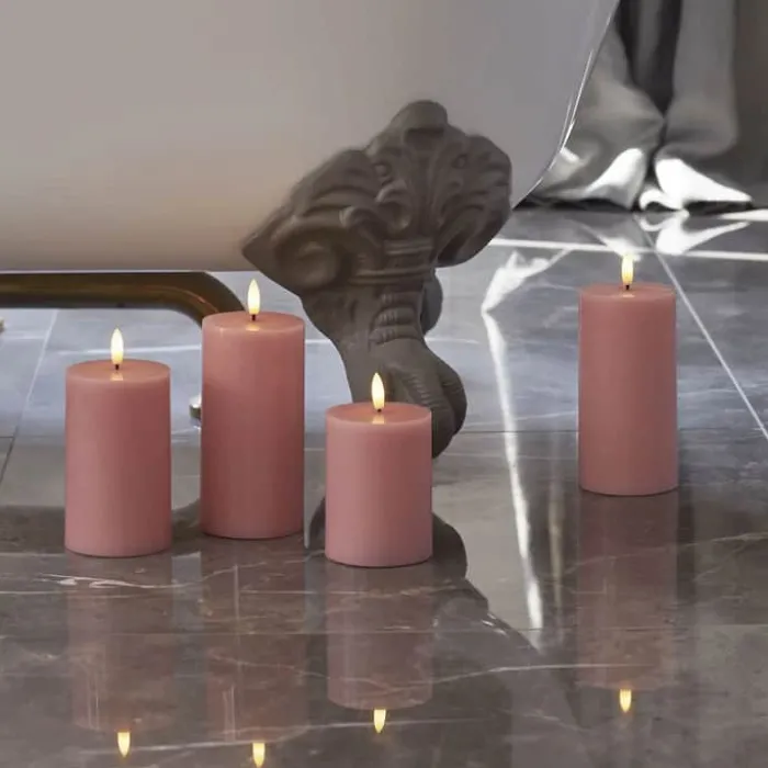 Sirius Sille LED Bloklys Ø 7,5 x H 12,5 cm - Voks - Lyserød