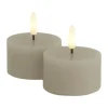 Sirius Sille LED Fyrfadslys - 2 stk. H 3,4 cm - Voks - Grå