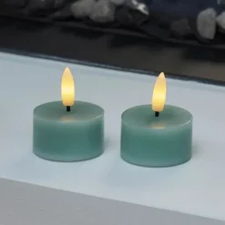 Sirius Sille LED Fyrfadslys - 2 stk. Ø 4,5 cm - Voks - Grøn