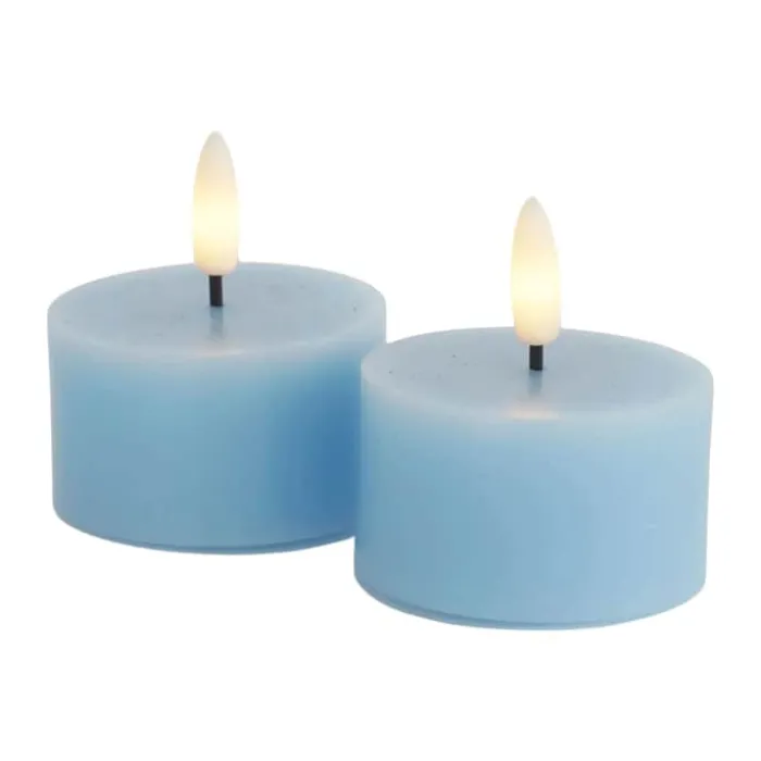 Sirius Sille LED Fyrfadslys - 2 stk. H 3,4 cm - Voks - Blå
