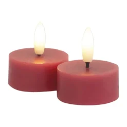 Sirius Sille LED Fyrfadslys - 2 stk. H 2,2 cm - Voks - Rød