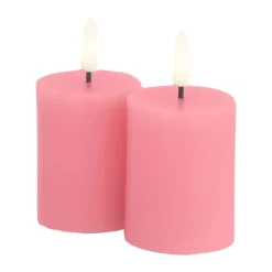 Sirius Sille LED Mini bloklys - 2 stk. Ø 5 x H 6,5 cm - Voks - Pink
