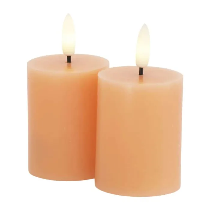 Sirius Sille LED Mini bloklys - 2 stk. Ø 5 x H 6,5 cm - Voks - Orange
