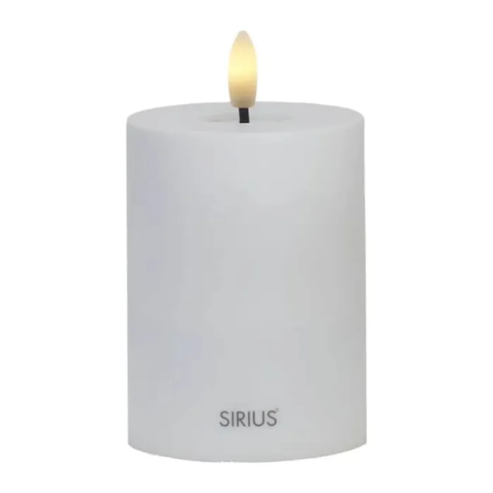 Sirius Sille Solar LED Bloklys Ø 7,5 x H 10 cm - Plastik - Hvid
