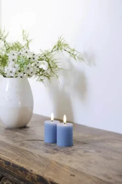 Sirius Smilla Genopladelige LED Bloklys - 2 stk. Ø 5 x H 6,5 cm - Stearin - Blå