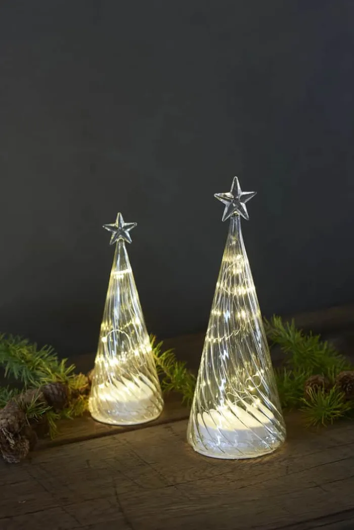 Sirius Wave Glastræ H 26 cm - Glas/ABS/LED - Hvid/Klar