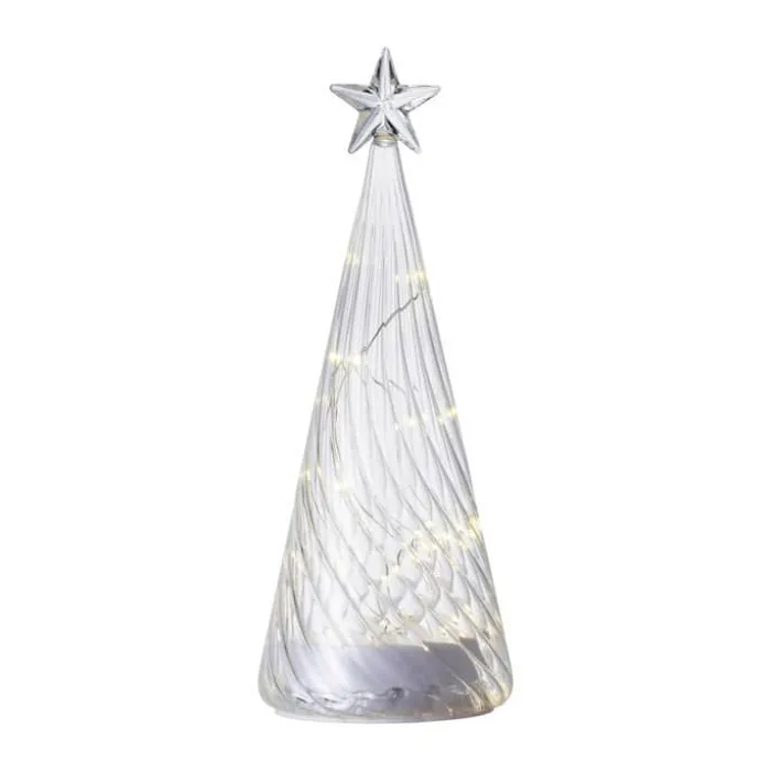Sirius Wave Glastræ H 26 cm - Glas/ABS/LED - Hvid/Klar