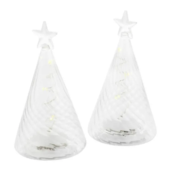 Sirius Wave Træ LED Lysdekoration - 2 stk. H 9 cm - Glas - Klar
