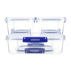 Sistema Essentials Klip It Plus - 6 stk. 2,2 liter / 1 liter / 400 ml - Plastik - Klar/blå