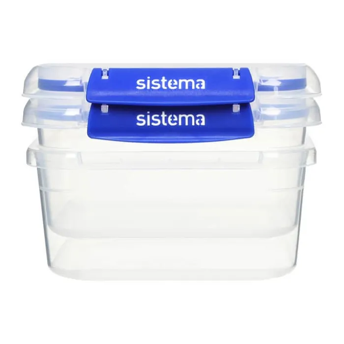 Sistema Klip It Plus Opbevaringsboks - 2 stk. 1,15 liter - Plastik - Klar/blå