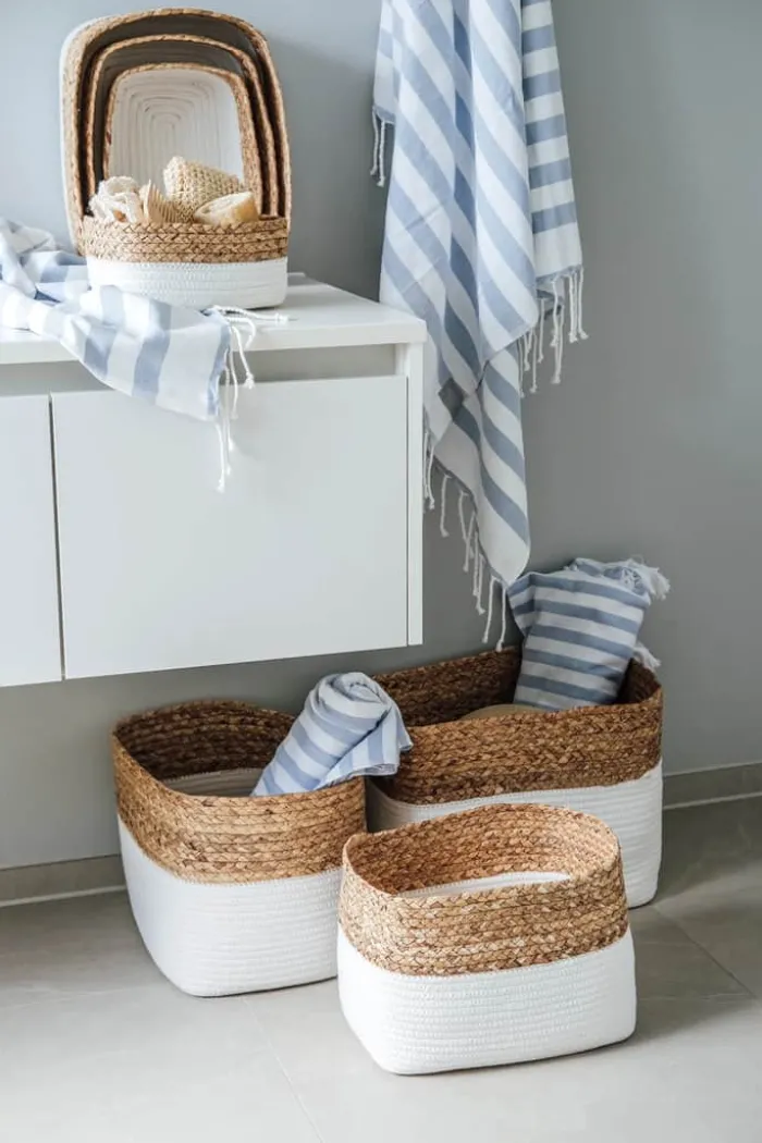 SKAGEN living Badelagen B 100 x L 180 cm - Bomuld - Hvid/blå
