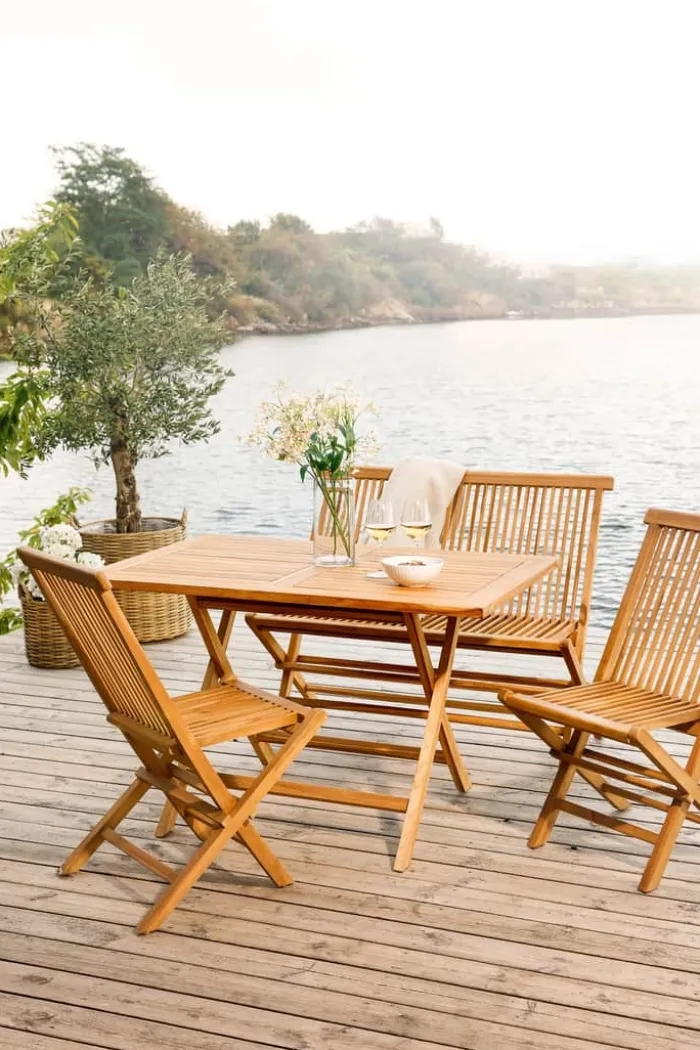 SKAGEN living Blåvand Havebordssæt - 5 dele Teaktræ - Natur