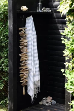 SKAGEN living Hammam Håndklæde B 100 x L 180 cm - Bomuld - Hvid/blå