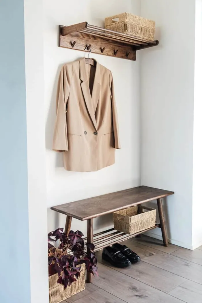 SKAGEN living Knagerække m. Hylde H 15 x B 80 x 28 cm - Egetræ