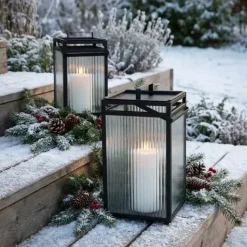 SKAGEN living Lanterne H 45 cm - Jern/glas - Sort