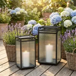 SKAGEN living Lanterne H 45 cm - Jern/glas - Sort