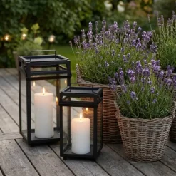 SKAGEN living Lanterne H 45 cm - Jern/glas - Sort