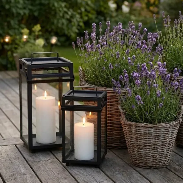 SKAGEN living Lanterne H 45 cm - Jern/glas - Sort