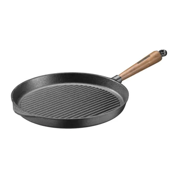 Skeppshult Valnød Grillpande Ø 28 cm - Støbejern/valnød