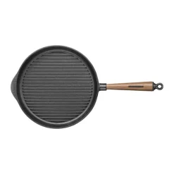Skeppshult Valnød Grillpande Ø 28 cm - Støbejern/valnød