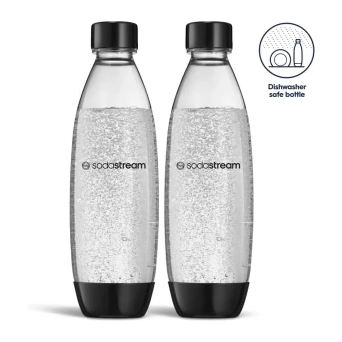 SodaStream Twin Flasker - 2 stk. 2 x 1 liter - Plastik - Sort/klar