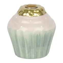 Speedtsberg Kertelysestage - Cupcake H 7 cm - Keramik - Grøn/rosa