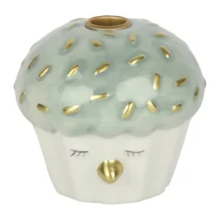 Speedtsberg Kertelysestage - Cupcake H 7 cm - Keramik - Hvid/aqua
