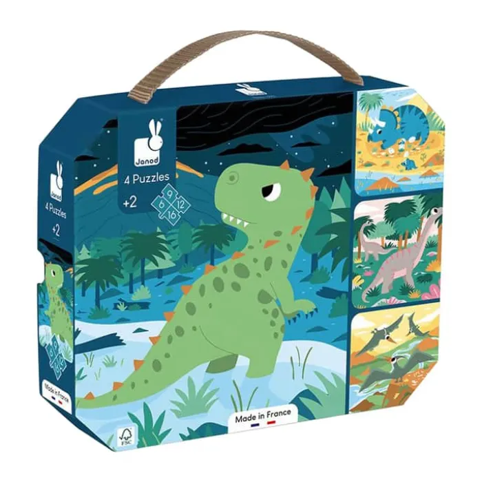 Spilbræt Puzzle Puslespil - Dinosaur Indeholder 4 puslespil