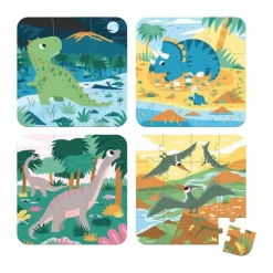Spilbræt Puzzle Puslespil - Dinosaur Indeholder 4 puslespil