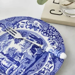 Spode Blue Italian Kagegafler - 6 stk. L 15,5 cm - Porcelæn/Rustfrit stål - Blå