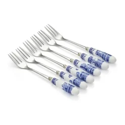 Spode Blue Italian Kagegafler - 6 stk. L 15,5 cm - Porcelæn/Rustfrit stål - Blå