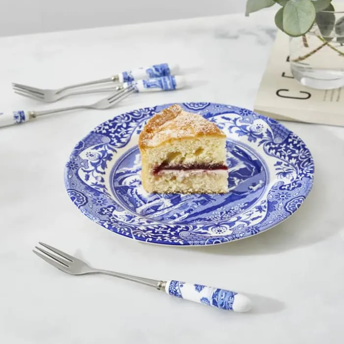 Spode Blue Italian Kagegafler - 6 stk. L 15,5 cm - Porcelæn/Rustfrit stål - Blå