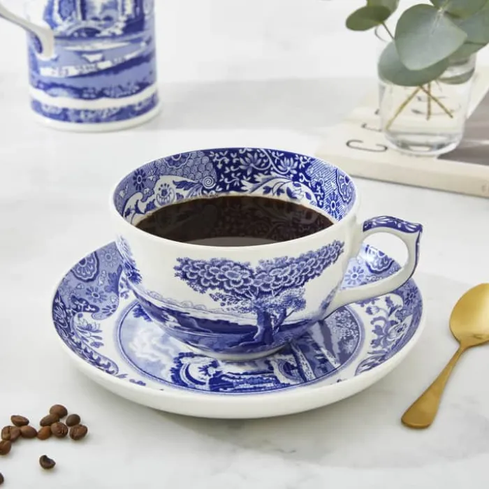 Spode Blue Italien Jumbokop m. underkop 56 cl - Porcelæn - Blå/hvid