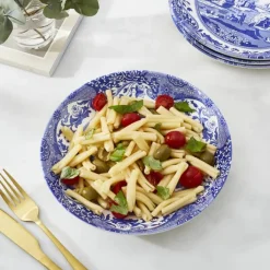 Spode Blue Italien Pastaskål - 4 stk. Ø 23 cm - Porcelæn - Blå/hvid